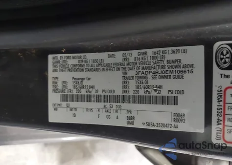 2014 Ford Fiesta Se from USA, damaged, VIN 3FADP4BJ0EM106615